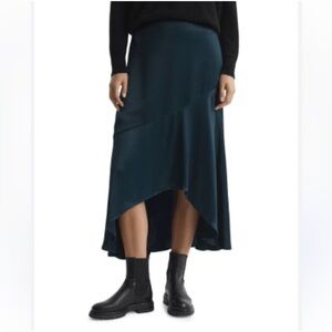 REISS Inga Asymmetrical Midi Skirt Blue Size 8